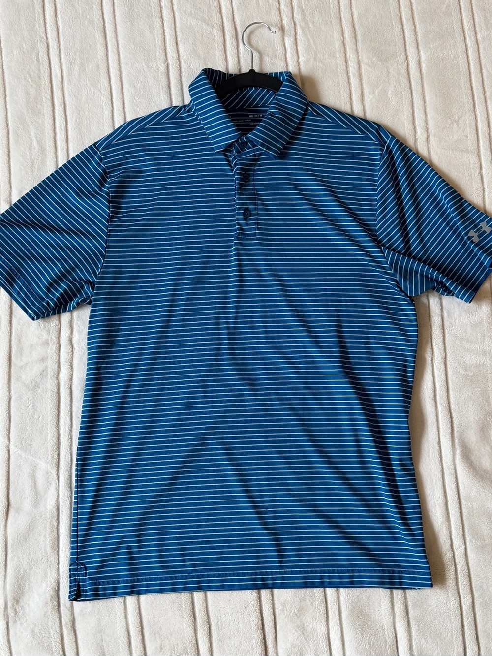 Under Armour Men’s Blue Polo with White Stripes